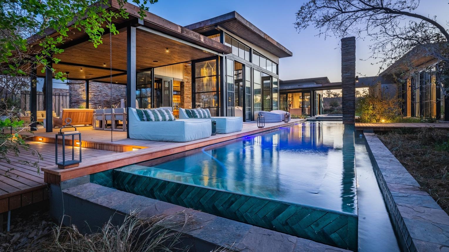 Modern African luxury villa surrounded by beautiful scenery