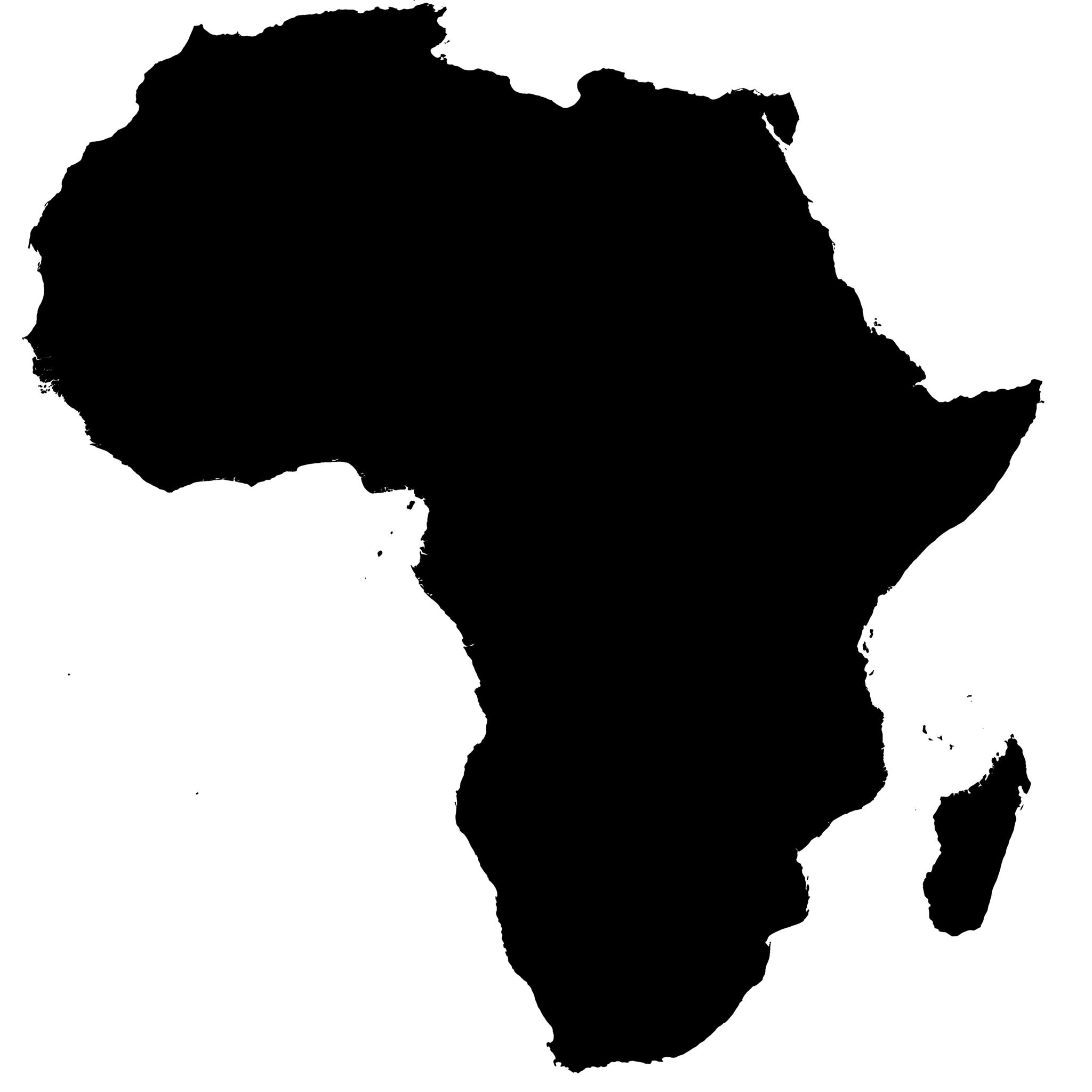 Black silhouette map of Africa